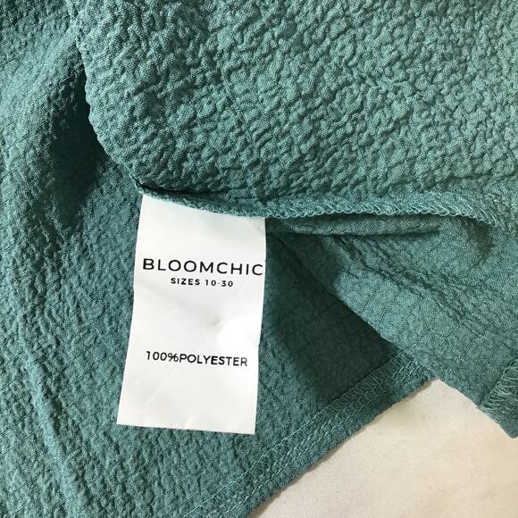 BLOOMCHIC 10 M Green Knotted Ruffle Sleeve Off Shoulder Blouse Top NWT B75 - Picture 8 of 9